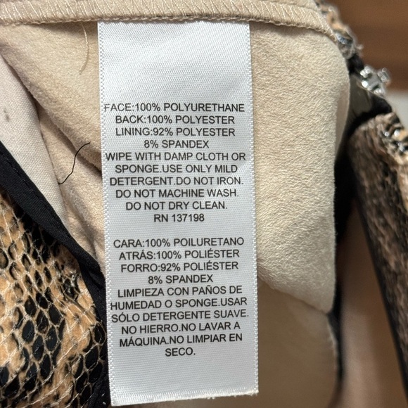 DANIELLE BERNSTEIN Faux Snakeskin Pants Sz 2 Beige Black - Picture 10 of 11